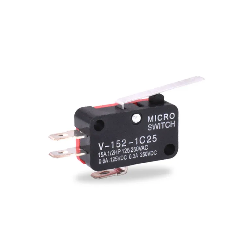 10 шт. V-152-1C25 SPDT 1NO 1NC 3Pin короткий концевой выключатель с прямым рычагом на шарнире лимит микро переключатель
