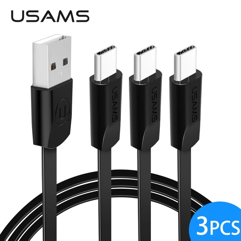 

USAMS 3pcs/Lot 2m USB Type C Cable for Samsung Gaxaly S9 S8 Huawei Xiaomi mi8 mi6 mi5 oneplus 6 USB-C Charger Cable Type-C Cable