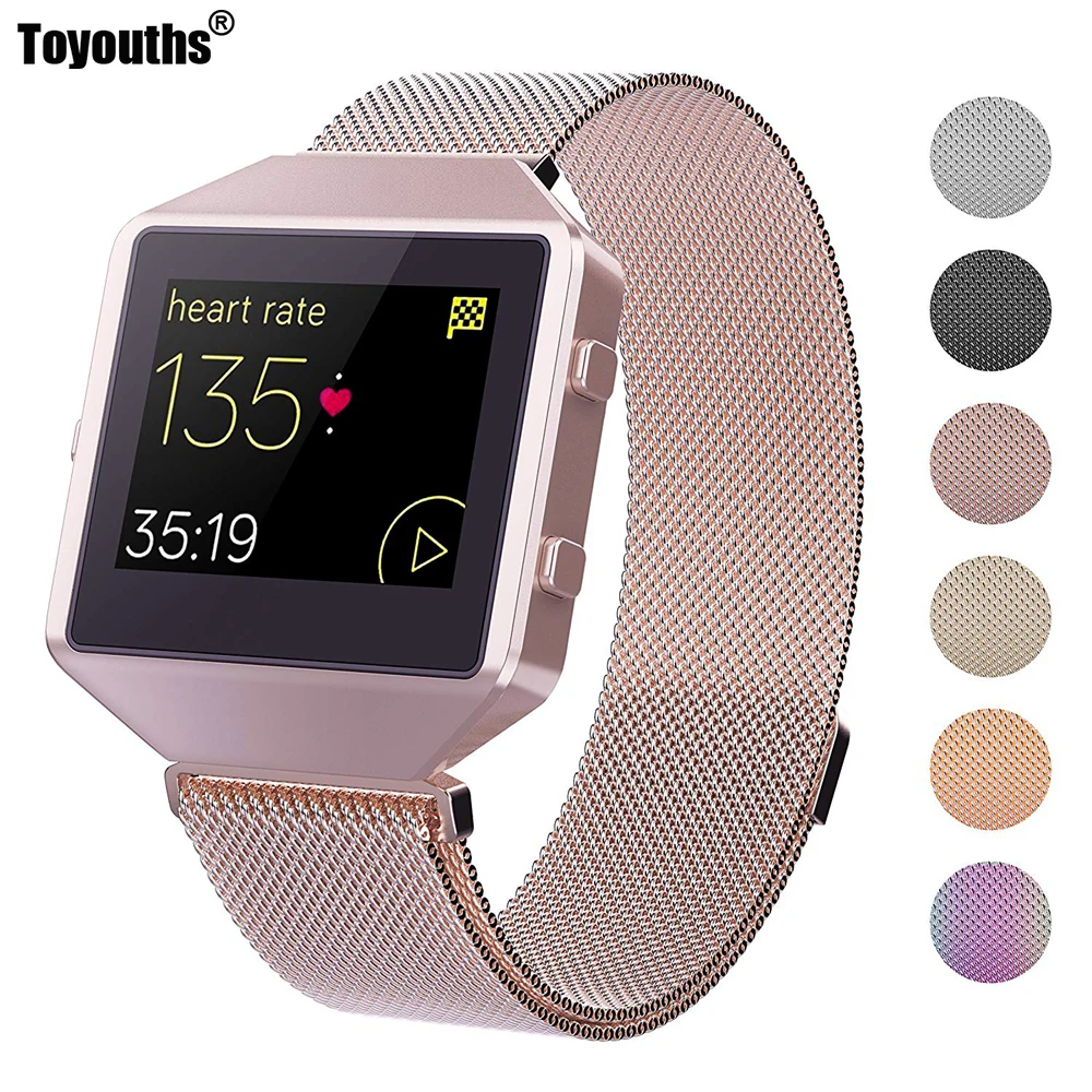 

Toyouths For Fitbit Blaze Band Loop Watch Band Replacement Stainless Steel Bracelet Strap With Metal Frame for Fitbit Blaze