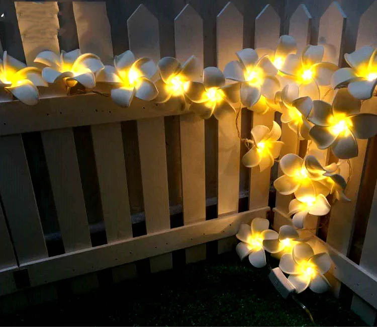3 м 20LED гирлянда на батарейках Гавайская Пена искусственная Плюмерия цветок Фея