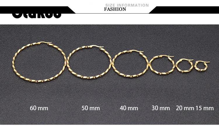 Otakoo круг цвет золотой креольские серьги, нержавеющая сталь большие круглые женские серьги-кольца Подарки для женщин