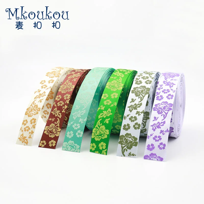 16mm cheap smooth stain ribbon,colorful flower printed,DIY material