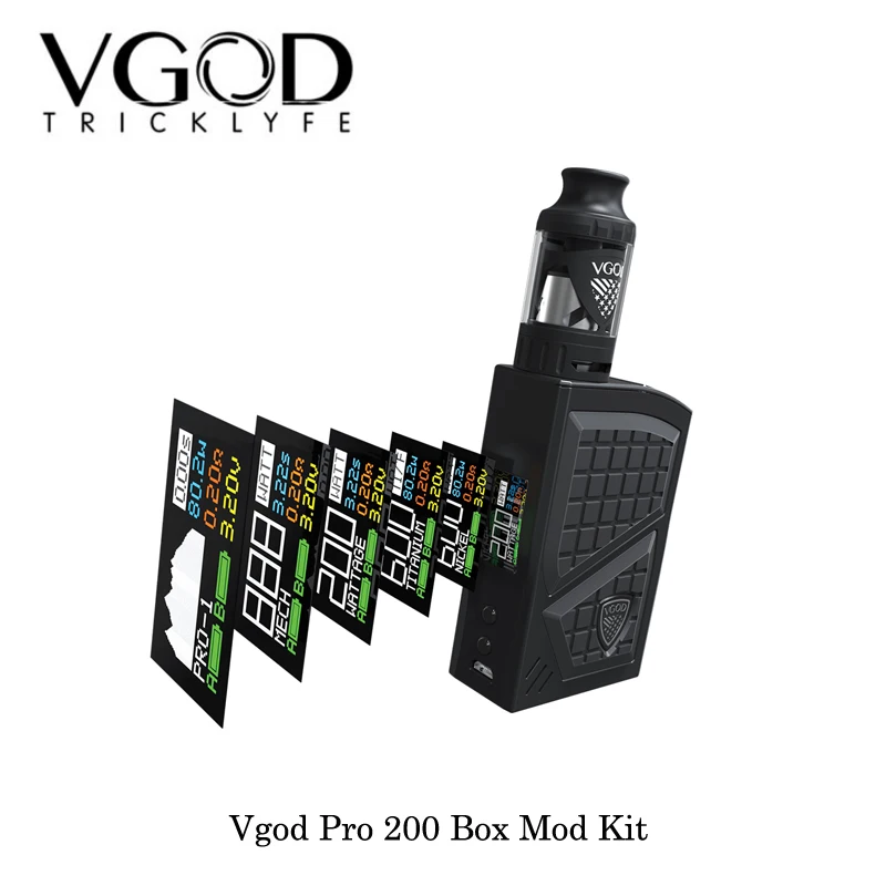 Электронные сигареты Vgod Pro 200 коробка мод комплект с VGOD SUBTANK 5 мл Регулируемый