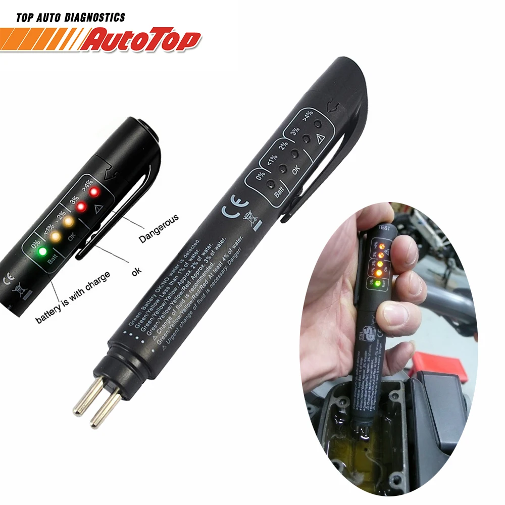 NEXPEAK Brake Fluid Tester Pen with 5 LED for DOT3//DOT4 Car Diagnostic Automo...