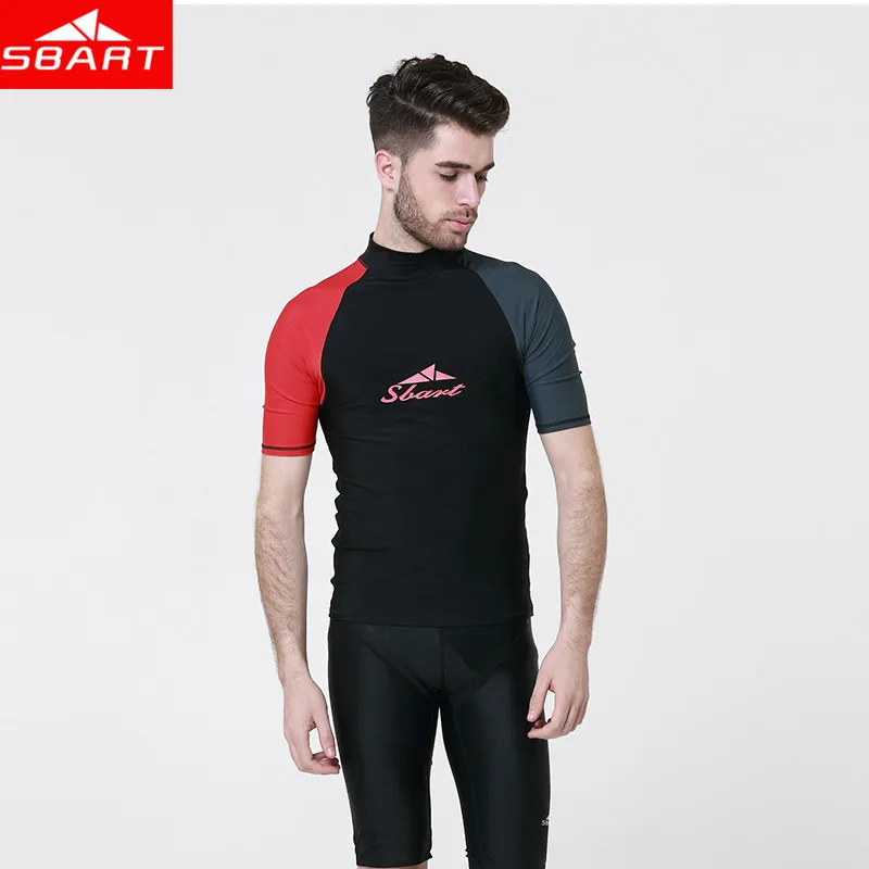Men's Short Sleeve Rashguard Shirt Anti UV Windsurf Swimwear for Men Surfing Swimming Triathlon Sport Wear UPF50 + Rashguard Top