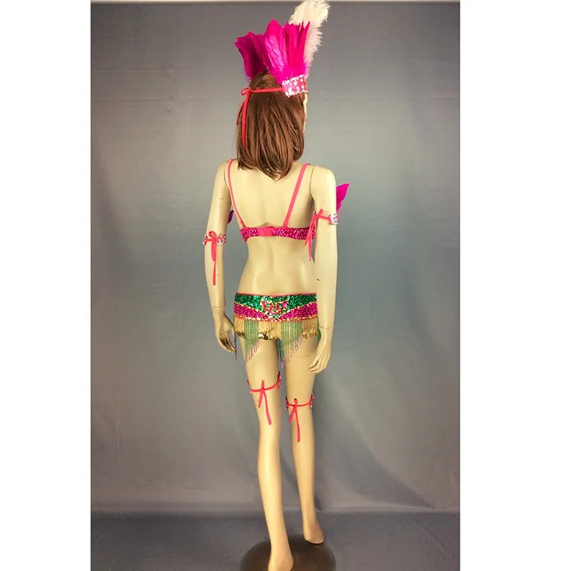 Бесплатная доставка Новый дизайн Новый живота Танцевальный костюм комплект Samba carnivel Рио бисером бюстгальтер костюм наряд танцовщица Танцы