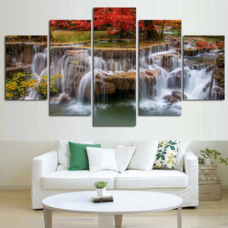 Waterfall Landscape Picture Wall Art HD Print Painting Canvas Living Room Decor Waterfall Landscape Picture Wall Art HD Print Painting Canvas Living Room Decor