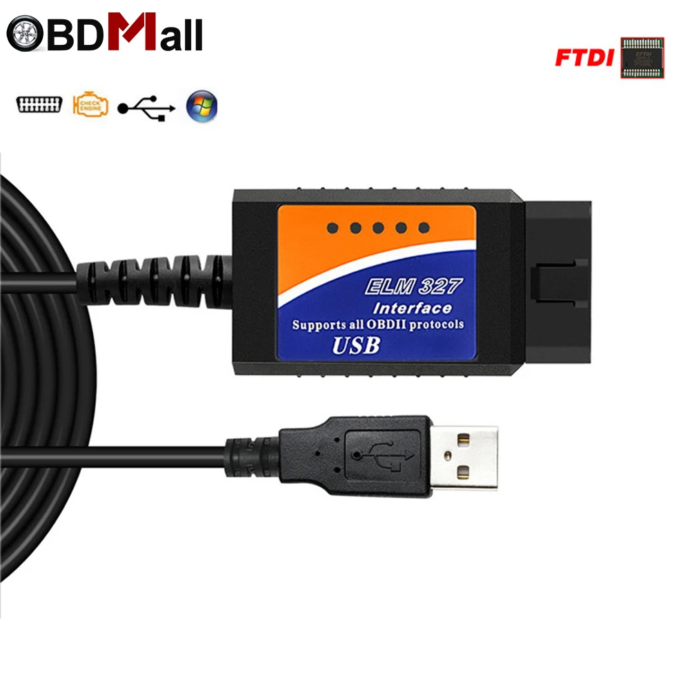 

ELM327 USB with FTDI FT232RL Chip V1.5 OBD2 Scanner ELM 327 V1.5 Interface OBDII Auto Diagnostic Tool EML 327 Automotive Scanner