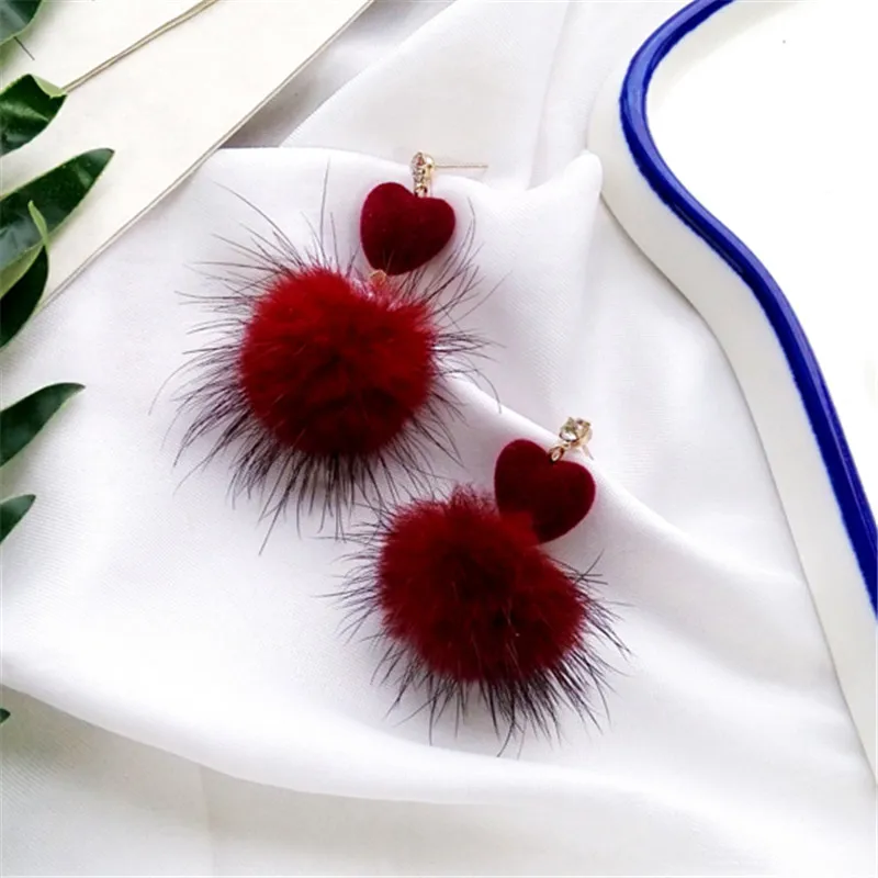 

Fashion woman stud earrings red Heart Pendant earrings female Wine red heart-shaped earrings for women earrings wholesale