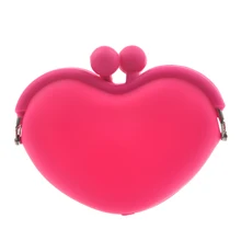 Magenta Doces Silicone Chave Saco Da Bolsa Da Carteira Bolsa Caso Moeda Mudança Coração
