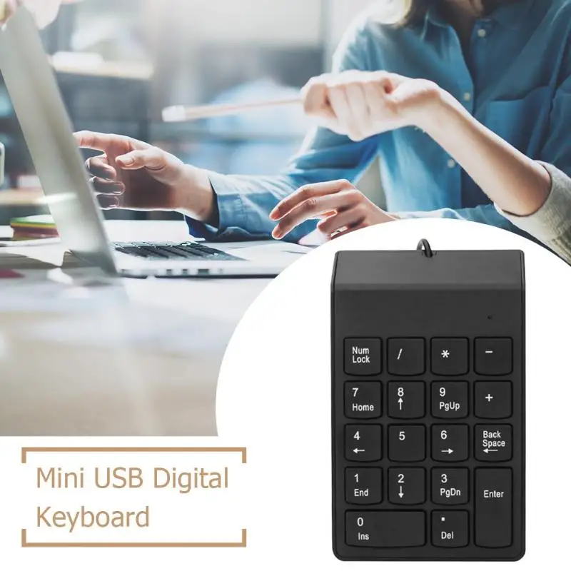 Проводная цифровая клавиатура с USB тонкая мини панель цифрами 18 клавишами для