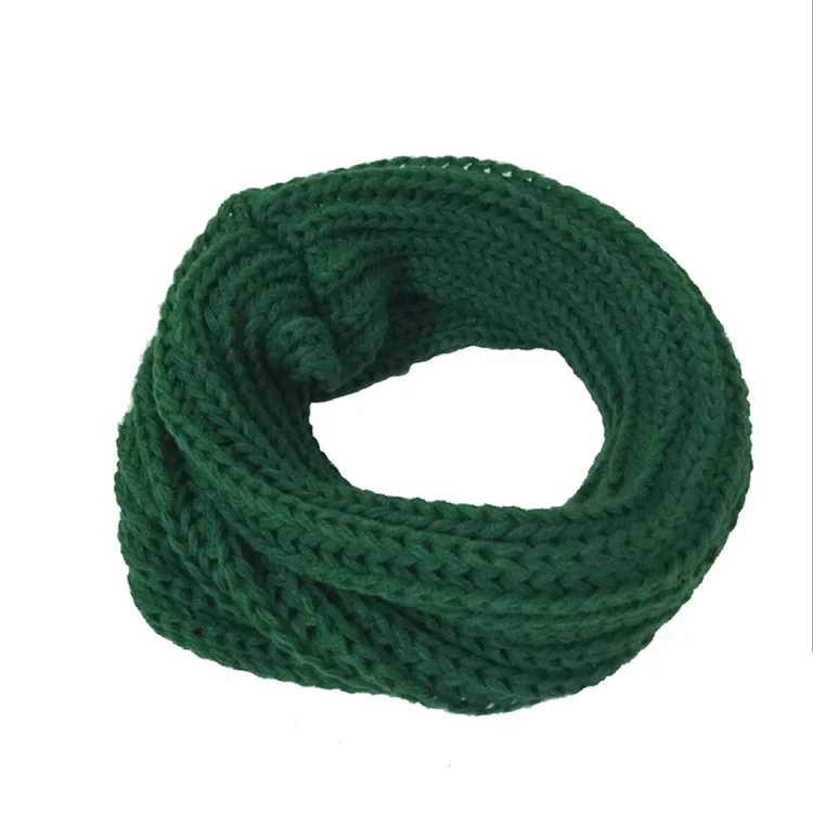 Осень Зима шерстяная линия на шею для мужчин и женщин общий один круг маленький круглый шею теплый шарф - Цвет: Зеленый