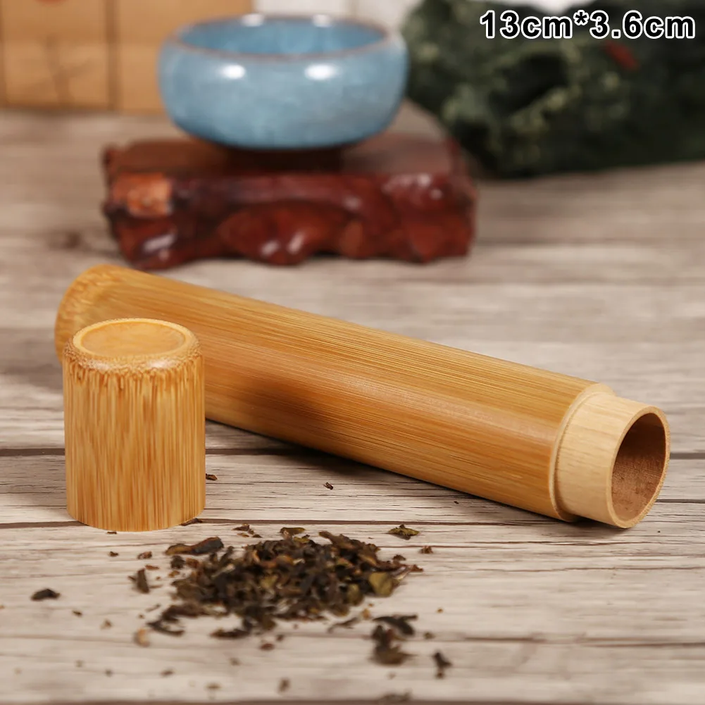 

1 Pcs Bamboo Tube Tea Box Airtight Small Container Spices Storage Jar with Lid PAK55