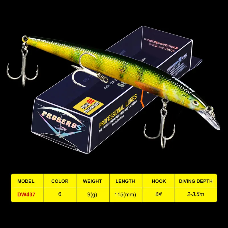 

1PC Minnow Baits Fishing Lure 11.5cm&15cm-4.6"&5.9"/9.5g&18g-0.34oz&0.64oz Fishing Tackle with BKB Hook 6 Colors Fishing Baits