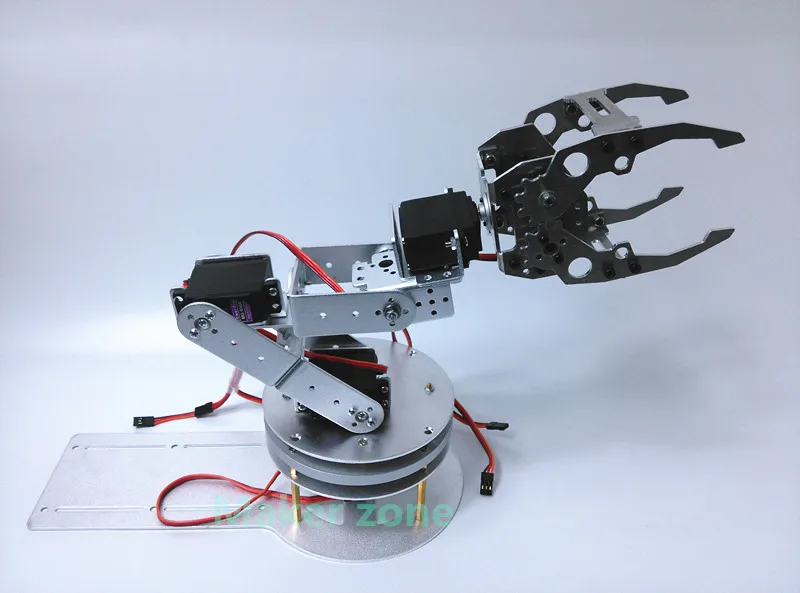 

6 dof Robot Arm/hand with rotation base,metal claw/gripper,Large metal base, 6pcs High torque servo, for robot arm DIY,demo