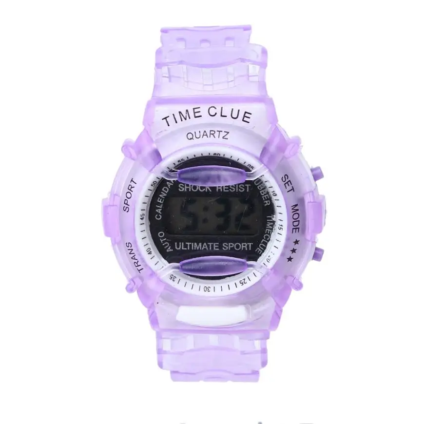 Модные часы для мальчиков и девочек,, детские Студенческие часы, водонепроницаемые цифровые наручные спортивные часы, креативные Oct20 - Цвет: Фиолетовый