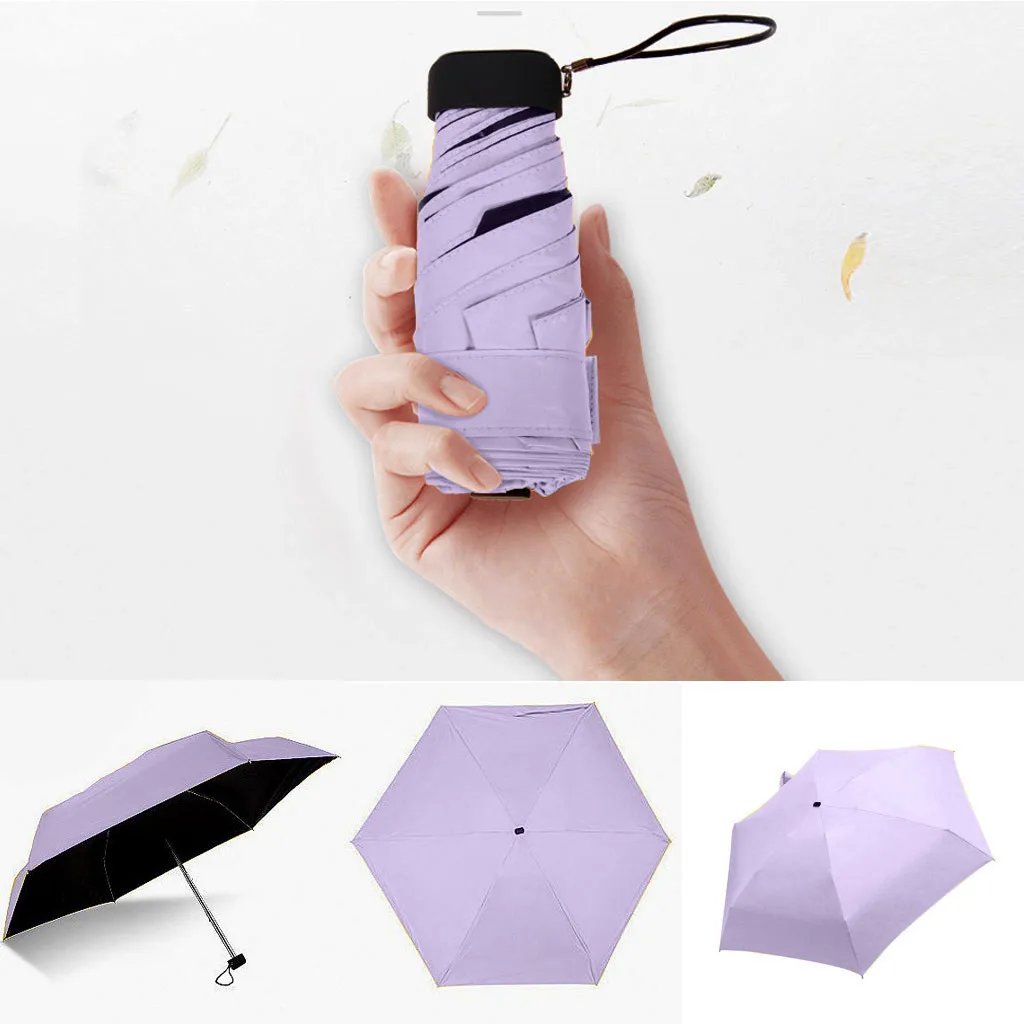 Wind Resistant 5 Folding Umbrella Rain Women Mini Pocket Rain Umbrellas Men Women Sunscreen Parasol Umbrella