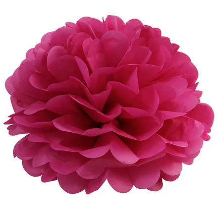 White Tissue Paper Pom Poms Flowers Balls Wedding Decorations Party Decorations Adult Baby Shower Deco Mariage Paper pompoms - Цвет: Rose red