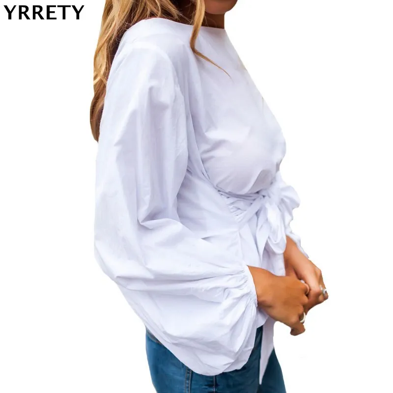 Spring Summer Women Printing Blouse Long Sleeve Round