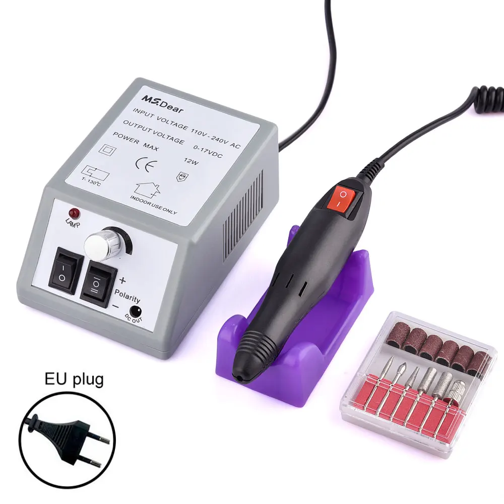 1 набор дрель для дизайна ногтей электрическая машинка для маникюра и педикюра Набор инструментов Набор ручной полировщик для ногтей пилка для ногтей инструменты для маникюра - Цвет: 20000RPM EU Plug