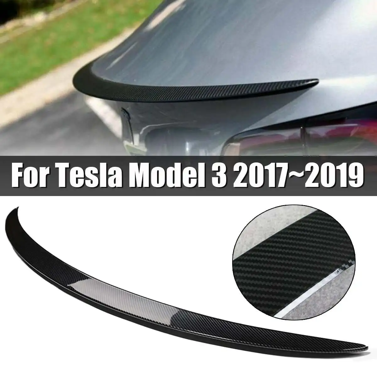

for Tesla Model 3 2017-2020 rear Carbon Fiber rear boot Wing Spoiler Rear Roof Spoiler Wing Trunk Lip Boot Cover Car Styling