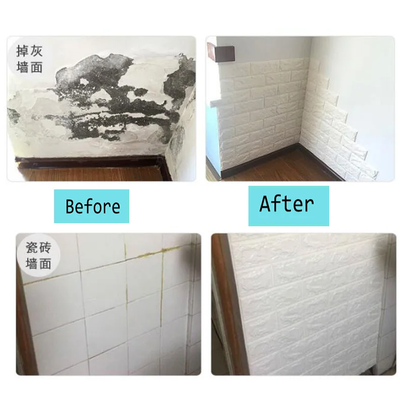 10pcs 70X77CM PE Foam 3D Wall Stickers Home Decor Wallpaper DIY Wall Decor Brick living Room Kids Bedroom Kitchen Wall Stickers