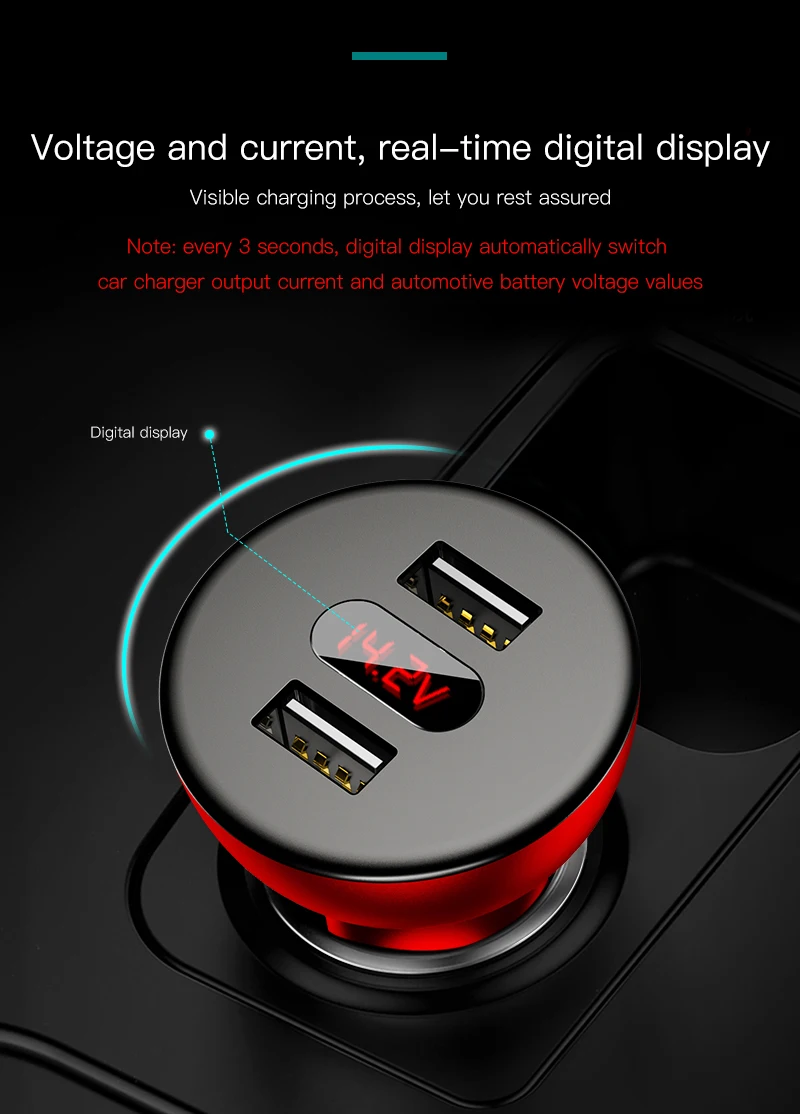 Baseus 4.8A USB Автомобильное зарядное устройство 360 вращение дисплей плеер Зарядное устройство для iPhone 7 6 samsung Xiaomi huawei автомобильное зарядное устройство для мобильного телефона