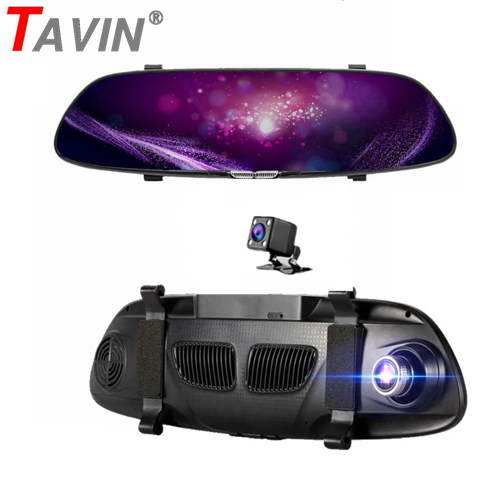 

TAVIN Dash cam Rearview mirror dvr car camera Full HD 1080 Video Recorder 7 inch touch screen Dual lens Night vision auto DVR