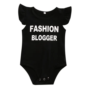 

2017 Newborn Baby Boy Girl Black Cotton Clothes Fly Sleeve Jumpsuit Baby Romper Outfits