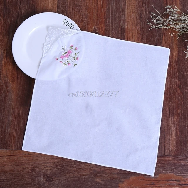 6 Pcs Vintage Cotton Ladies Embroidered Lace Handkerchief Women Floral Hanky #H0VH# Drop shipping 1