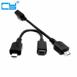 Короткие прямые Mini USB Женский Micro USB Мужской Кабель-адаптер для мобильных телефонов и планшетных