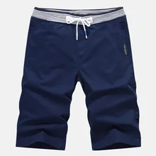 Мужские шорты 95% хлопок тренд Лето хаки ВМФ синий эластичный пояс уличная длина до колен мужские пляжные модные повседневные мужские короткие штаны