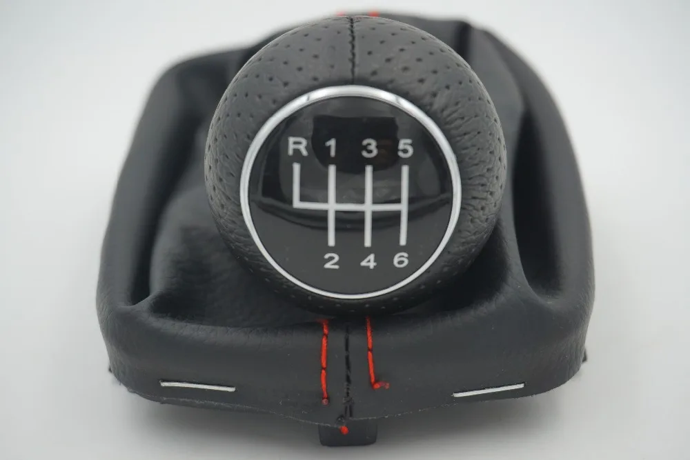 

FAST Shipping For Audi A3 S3 2001 2002 2003 New 6 Speed Car Gear Shift Knob With PU Leather Giator With Red Line 8L0863278BJ 6BN