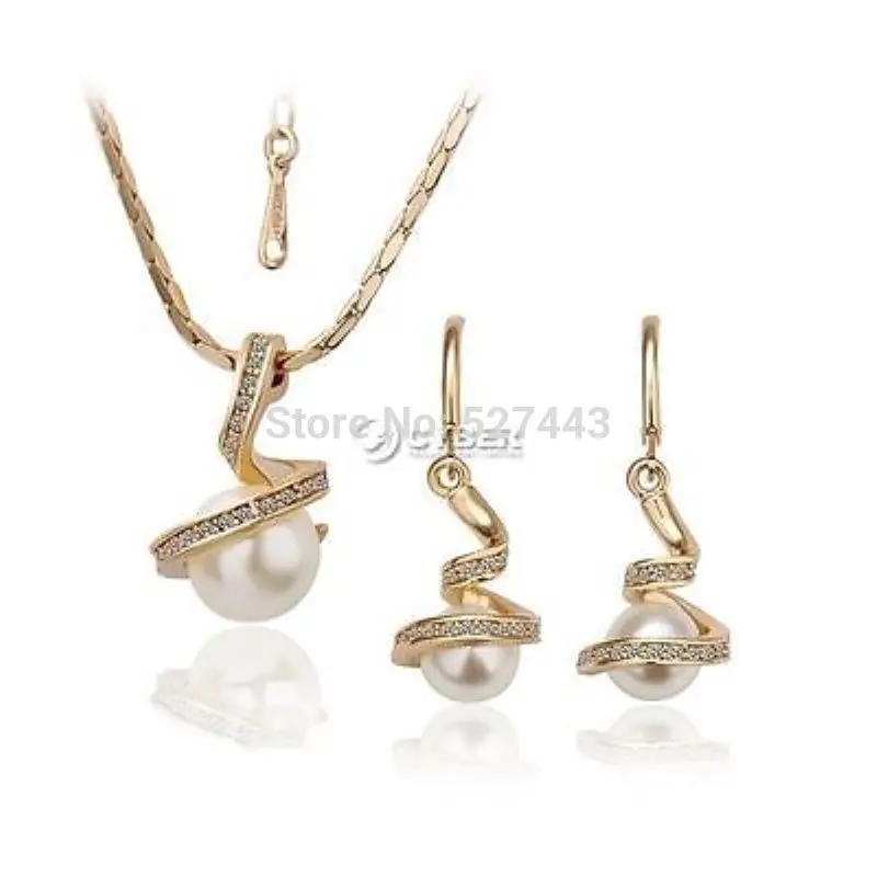 

Hot sell Noble- WholesaleLady Women Party Jewelry Set Artificial Pearl Pendant DZ88 Necklace Earrivantech (A0423)