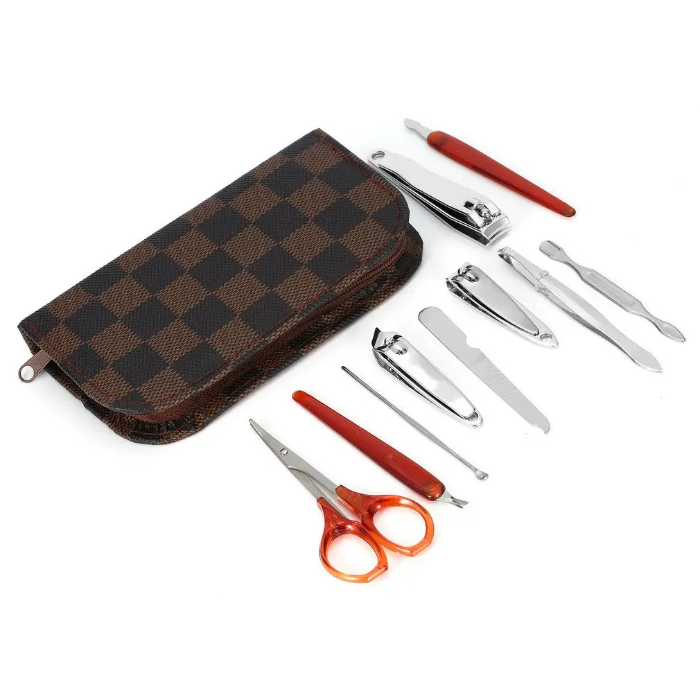 

10pcs Nail Clipper Kit Nail Care Set Pedicure Scissor Tweezer Knife Ear pick Manicure Set Tool with Deluxe Carrying Case 2019