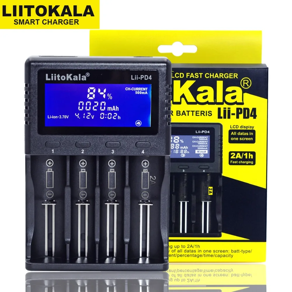 Liitkala Lii-PD4 ii-500 S1 ЖК-дисплей 3,7 v 18650 18350 18500 16340 17500 25500 10440 14500 26650 1,2 v AA зарядное устройство для никель-металл-гидридных и литиевых-батарея ladeger