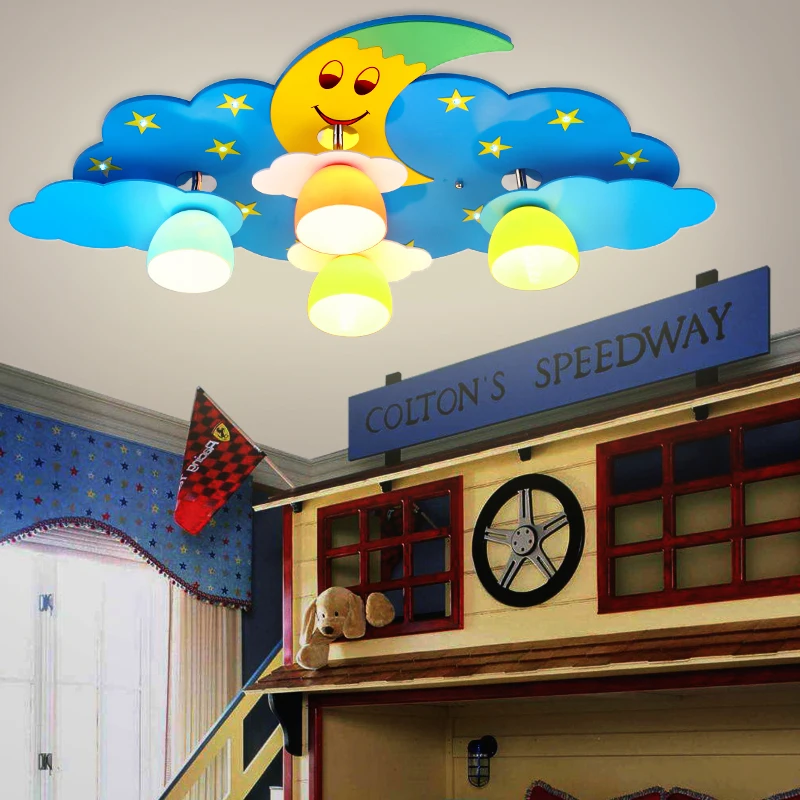 

Creative Cartoon moon clouds children's room bedroom ceiling lamp boys and girls room warm baby bedroom light