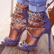 Sandals 2019 Gold Chain Sandals Women Cross-tied Peep-toe Stiletto Heel High Heel Sandals Back Zipper Women Party Shoes Sandals 2019 Gold Chain Sandals Women Cross-tied Peep-toe Stiletto Heel High Heel Sandals Back Zipper Women Party Shoes