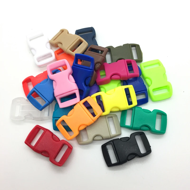 

10pcs/lot 3/8" 10mm Wide Mix color Contoured Side Release For Paracord Bracelet Plastic Buckle