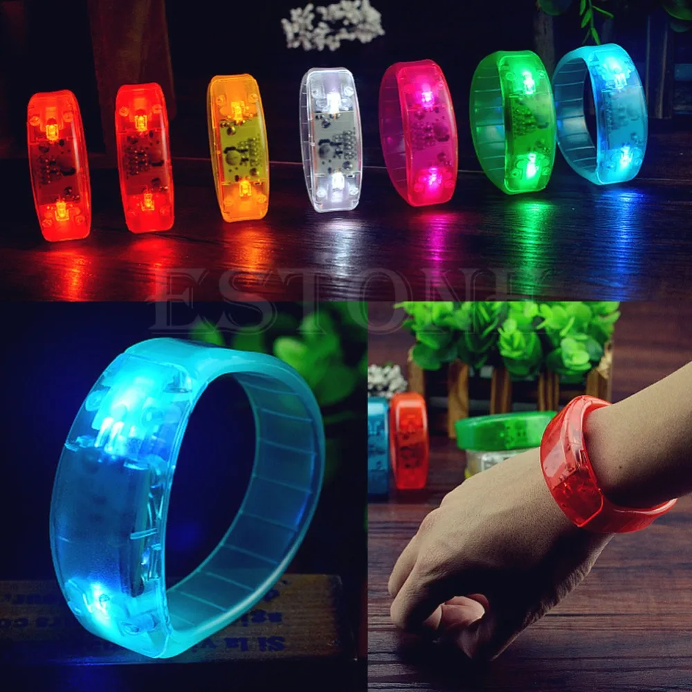 Nieuwe Voice Control LED Licht Gloeit Polsbandjes Armband Party Rave