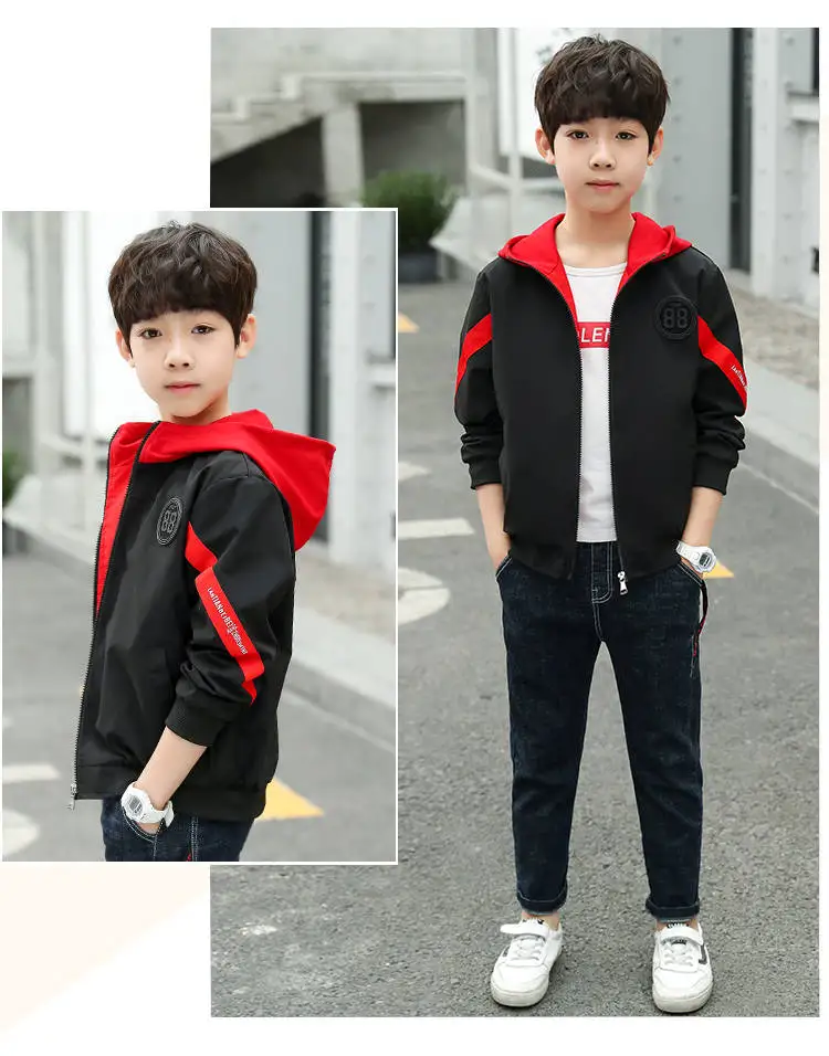 Куртка для мальчиков; Новинка года; кардиган с капюшоном для мальчиков; повседневная детская куртка в Корейском стиле; рубашка; сезон весна-осень