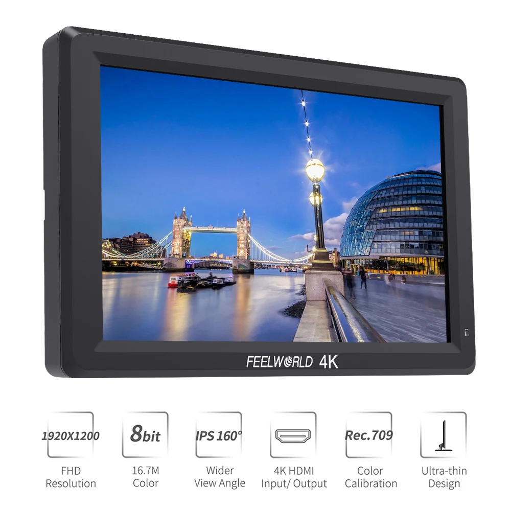 Feelworld T756 7 Inch On Camera Field Monitor DSLR 4K HDMI Full HD 1920x1200 LCD IPS Screen Portable External Display for Nikon