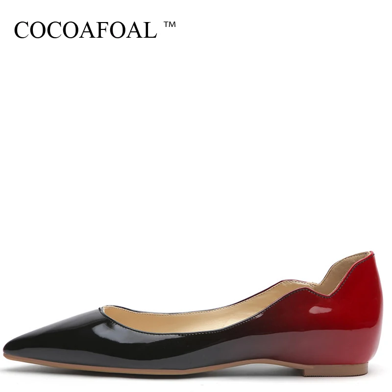 

COCOAFOAL Colour Womem's Platform Shoes Woman Square Toe Flats Spring Autumn Shallow Fashion Platform Ballet Shoes Plus Size