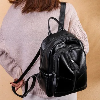 

Large Capacity PU Backpack Wear-resistant Waterproof Travel Bag for Women Girls New