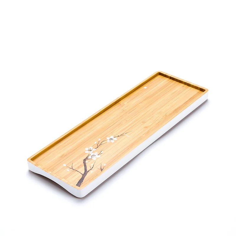TANGPIN natural bamboo tea trays handpainted tea table handmade serving tray kung fu tea accessories - Цвет: Style C