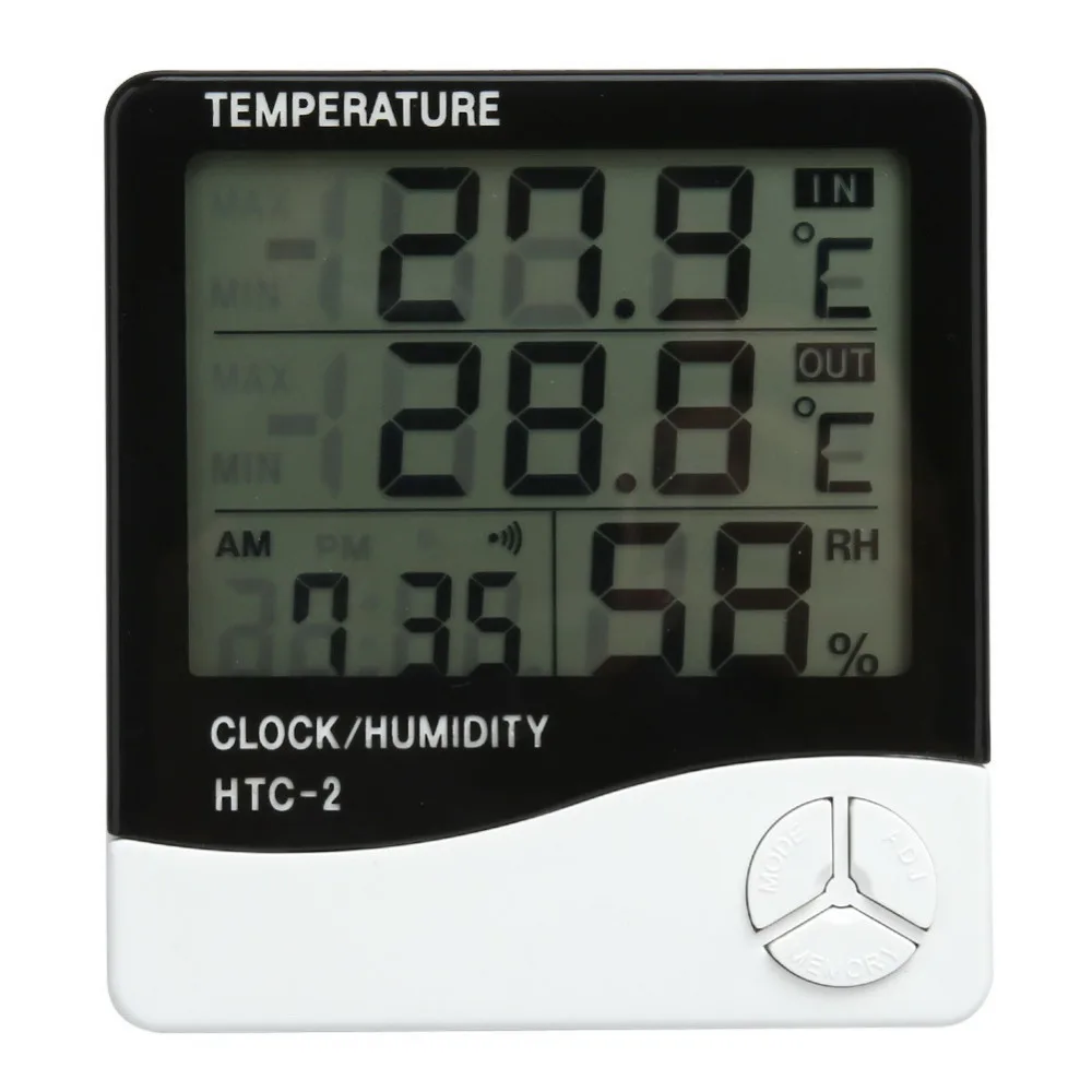 

Digital Weather Station LCD Thermometer Hygrometer Electronic Temperature Humidity Meter Indoor Outdoor Tester Alarm Clock