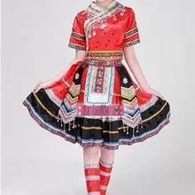 Новинка, женские красные Древние Традиционные китайские танцевальные костюмы размера плюс, женские платья Hmong Miao, одежда Hmong
