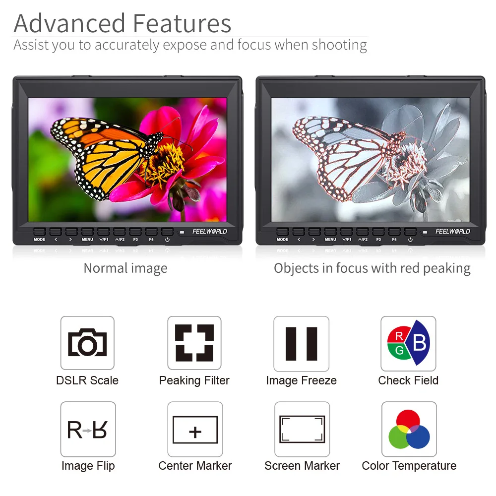 Feelworld 7 &quotIPS ультратонкий дизайн 1280x800 HD HDMI на камеру полевой монитор с сенсорным