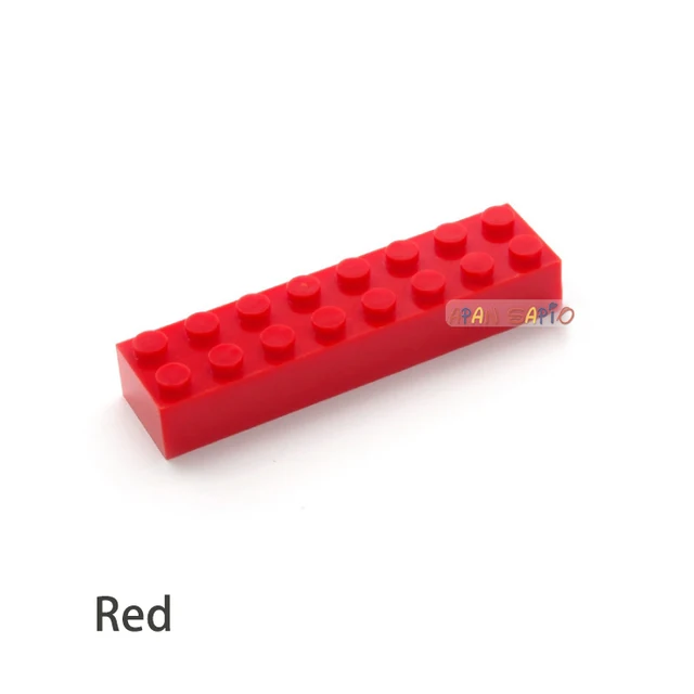 20pcs DIY Building Blocks Thick 2x8 Dots Educational Creative Toys for Children Figures Plastic Bricks Size Compatible With 3007 Red 20pcs