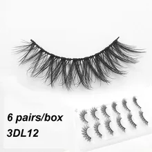 3DL12 6 пар норковых ресниц 3D накладные ресницы толстые перекрещивающиеся ресницы Макияж Наращивание ресниц натуральный объем Мягкие Накладные ресницы
